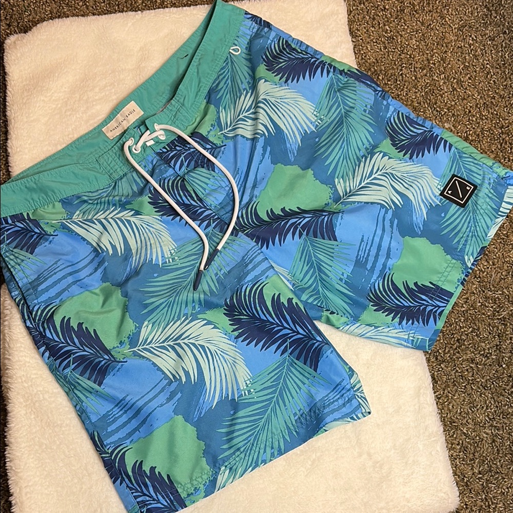 American Eagle Outfitters Tropical Blue and Green Board Shorts